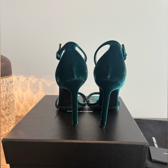 Saint Laurent Women's Velvet Heels - Dark Green size 36 - Picture 2 of 6